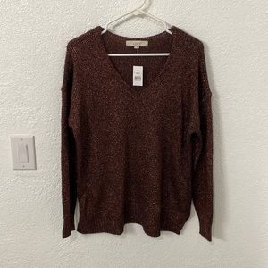 Women’s V-neck sweater - loft - medium - maroon